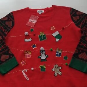 Feeling Festive XXL New Christmas Sweater Long Sleeve Red Black Green Nwt